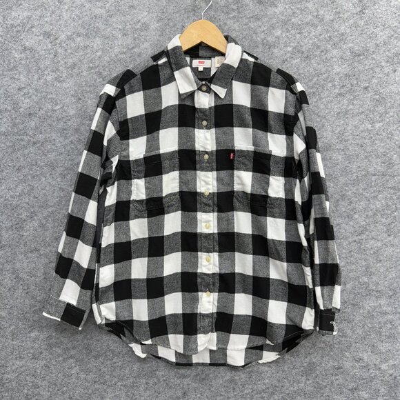 Levi's Women's Button Up Casual Shirt Black White Checkered, Size S - Picture 1 of 10